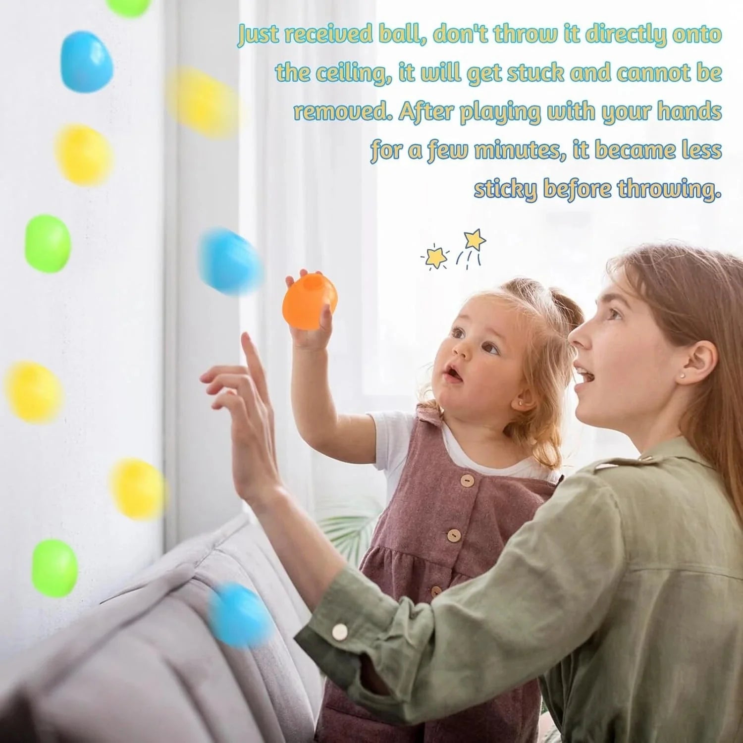 5 Piece Glow-in-the-Dark Sticky Ceiling Balls – Luminous Stress Relief Fidget Toy