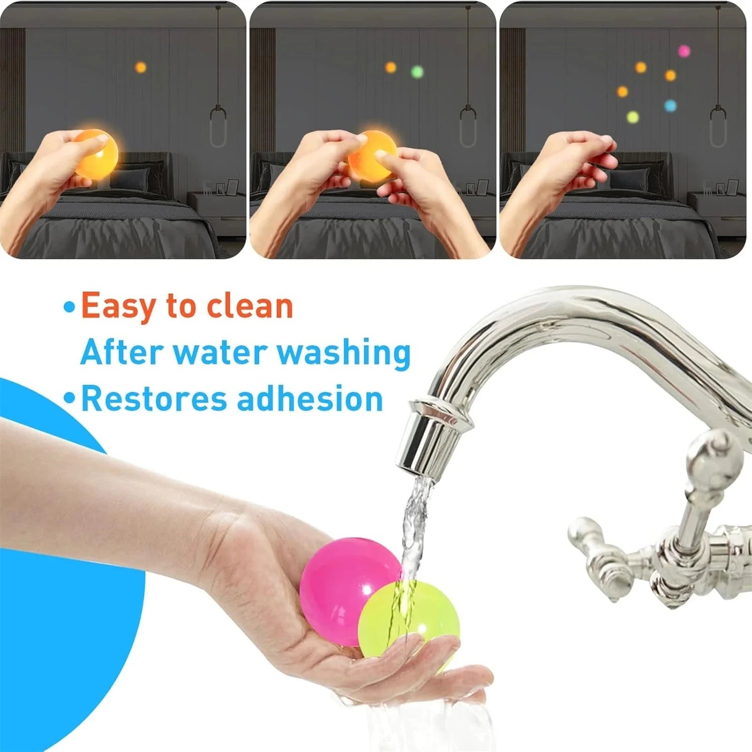 5 Piece Glow-in-the-Dark Sticky Ceiling Balls – Luminous Stress Relief Fidget Toy