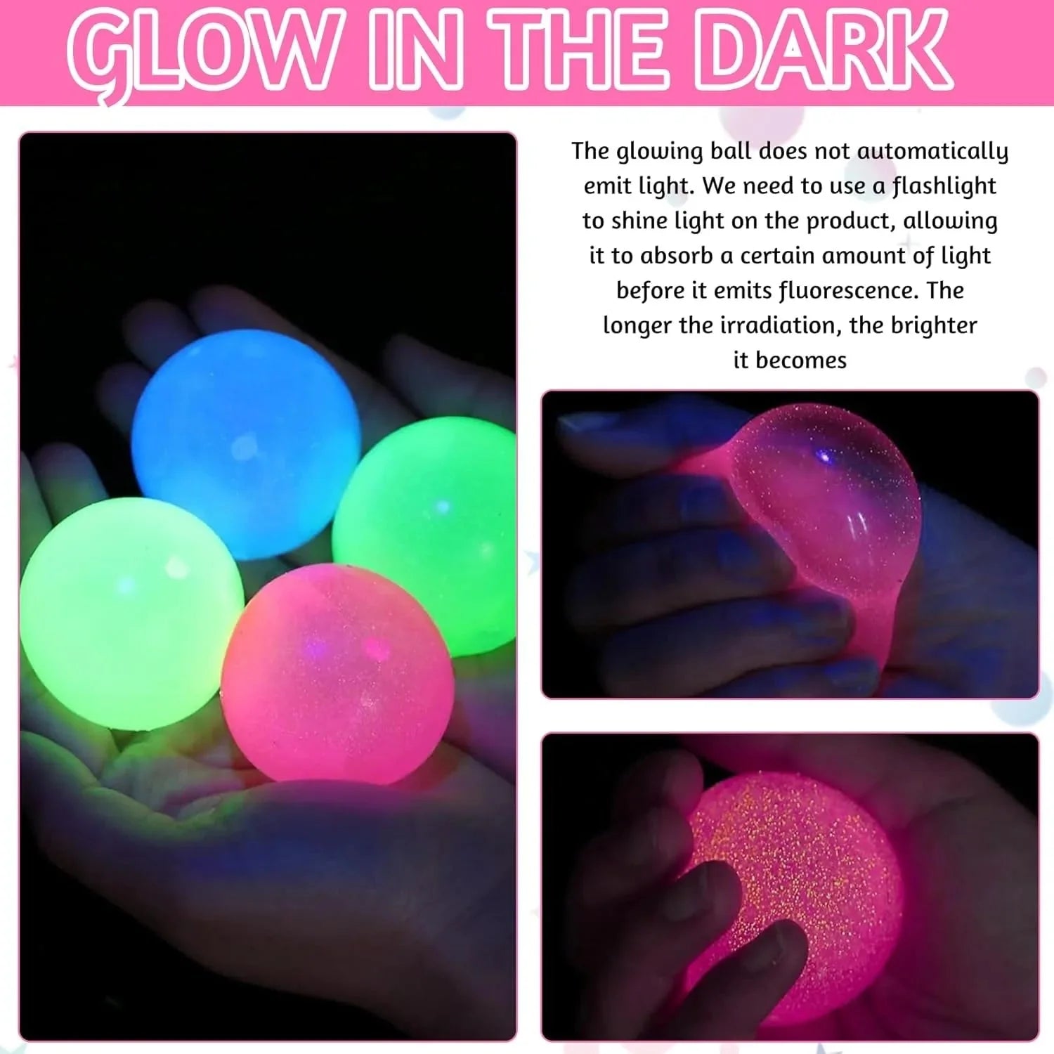 5 Piece Glow-in-the-Dark Sticky Ceiling Balls – Luminous Stress Relief Fidget Toy